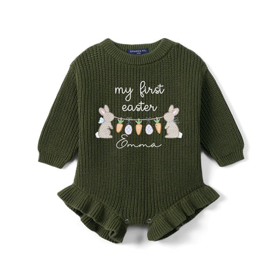 Personalized Baby's First Easter Knit Baby Romper