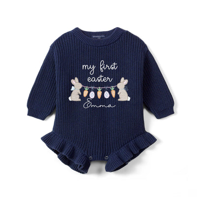 Personalized Baby's First Easter Knit Baby Romper