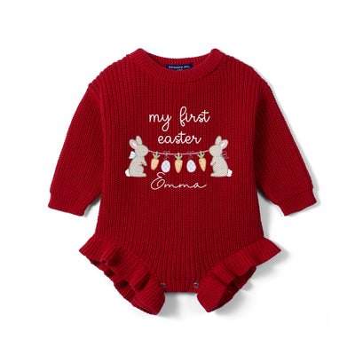 Personalized Baby's First Easter Knit Baby Romper