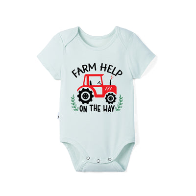 'Farm Help On The Way' Funny Bamboo Baby Onesie