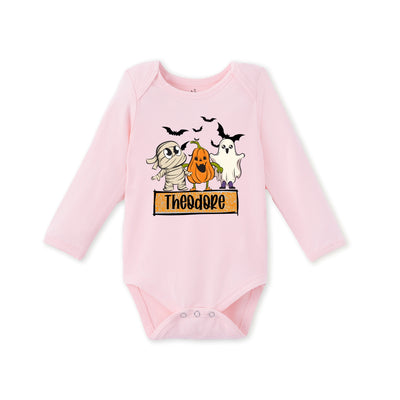 Halloween Ghost Custom Name Bamboo Baby Onesie
