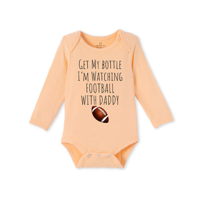 Get My Bottle Watching With Daddy Bamboo Football Baby Bodysuit