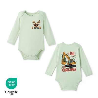 I Dig Christmas Custom Name Bamboo Baby Bodysuit
