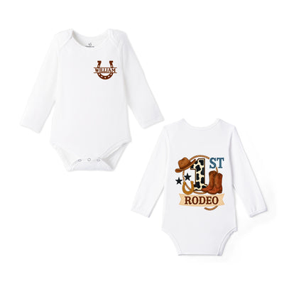 Custom My First Rodeo Bamboo Baby Bodysuit