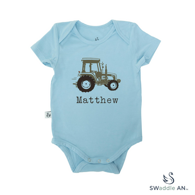 Farm Tractor Bamboo Baby Bodysuit | Soft Farm Themed Baby Onesie SwaddleAn