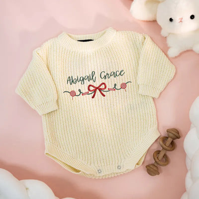 Baby Christmas Holiday Embroidery Romper - SwaddleAn