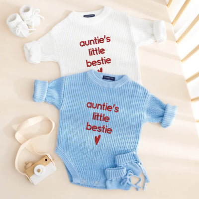Embroidered Baby's Bestie Knit Romper