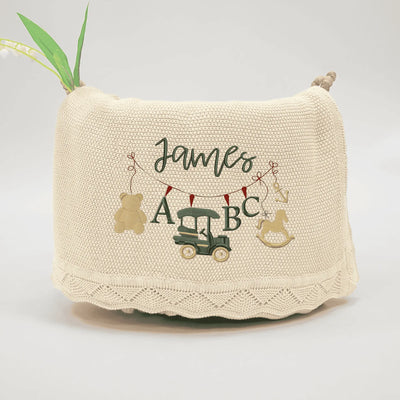 Baby Toys Embroidery Blanket with Name - SwaddleAn