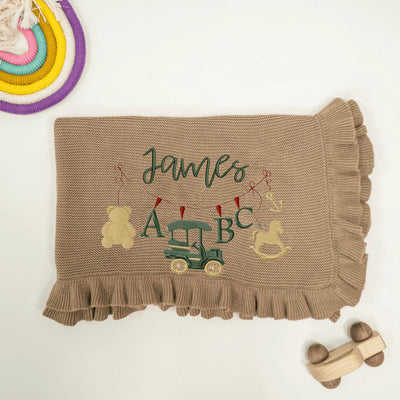 Baby Toys Embroidery Blanket with Name - SwaddleAn