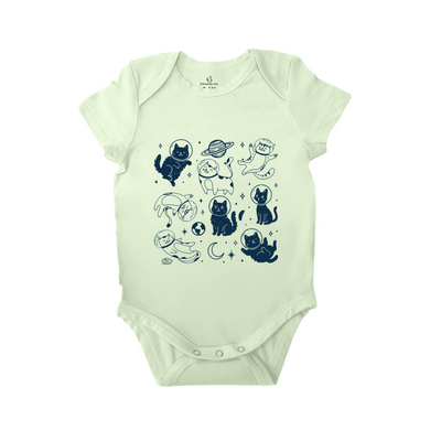 Cats In Space Silly Baby Onesie | Funny Cat Lover Bamboo Bodysuit SwaddleAn