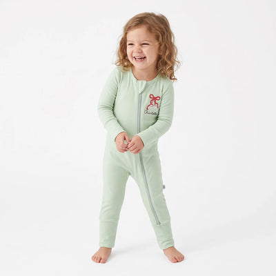 Embroidered Christmas Bow Santa Baby Pajamas