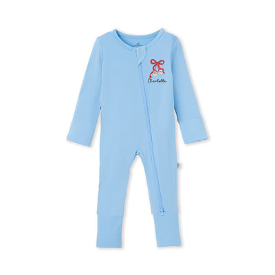 Embroidered Christmas Bow Santa Baby Pajamas