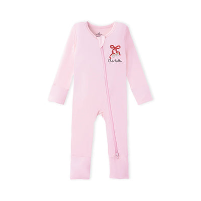 Embroidered Christmas Bow Santa Baby Pajamas