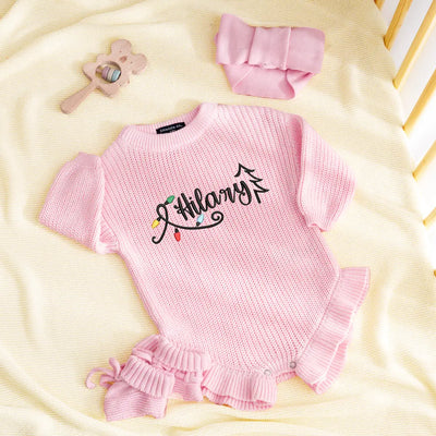 Christmas Lights Embroidered Baby Romper