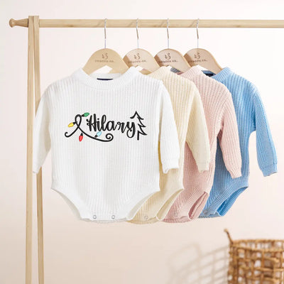 Christmas Lights Embroidered Baby Romper