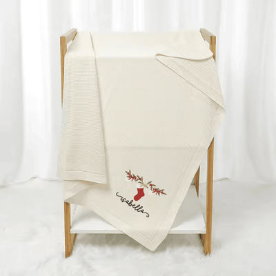 Christmas Stockings Embroidery Baby Blanket with Name - SwaddleAn