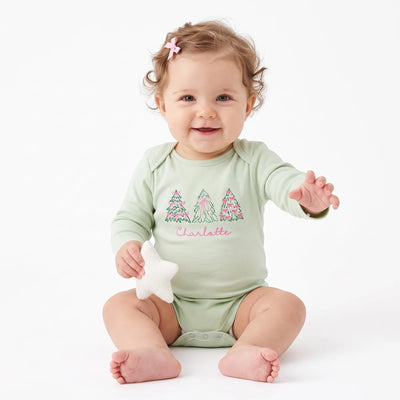 Coquette Bow Christmas Tree Baby Bodysuit