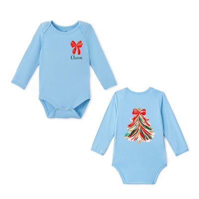 Coquette Bow Christmas Tree Baby Bodysuit