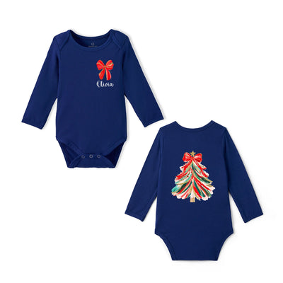 Coquette Bow Christmas Tree Baby Bodysuit