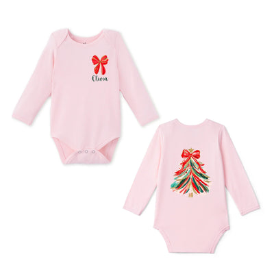 Coquette Bow Christmas Tree Baby Bodysuit