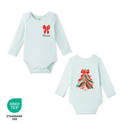 Coquette Bow Christmas Tree Baby Bodysuit