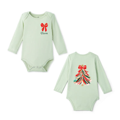 Coquette Bow Christmas Tree Baby Bodysuit