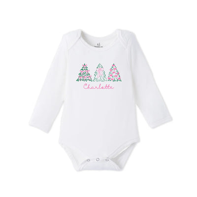 Coquette Bow Christmas Tree Baby Bodysuit