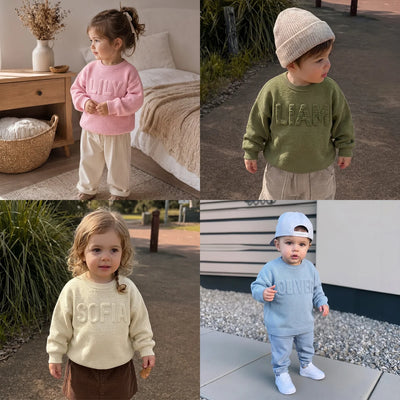 Custom 3D Name Baby Knit Long Sleeve Crewneck Sweater