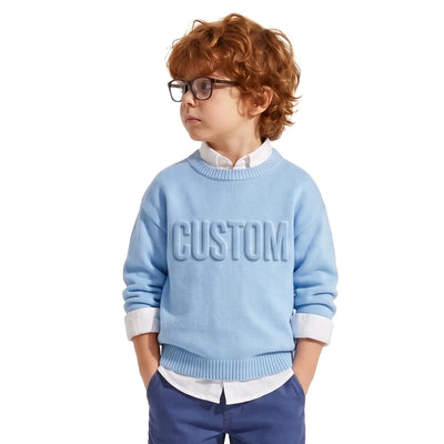 Custom 3D Name Baby Knit Long Sleeve Crewneck Sweater