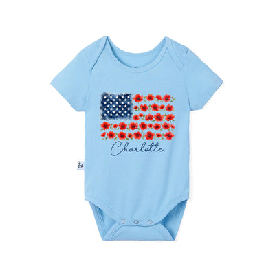 Custom America Flag Baby Name Onesie