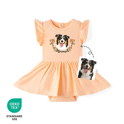 Custom Dog Portrait Bamboo Baby Twirl Dress