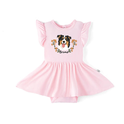 Custom Dog Portrait Bamboo Baby Twirl Dress