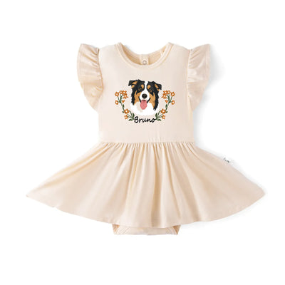 Custom Dog Portrait Bamboo Baby Twirl Dress