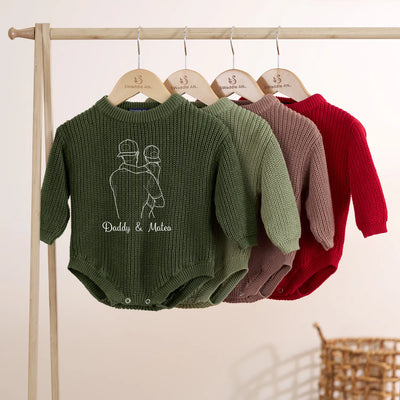 Custom Embroidery Dad and Baby Portrait Romper
