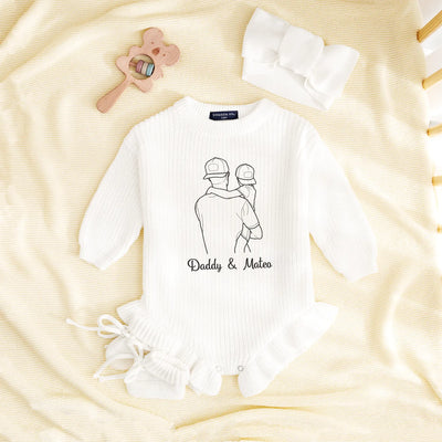 Custom Embroidery Dad and Baby Portrait Romper