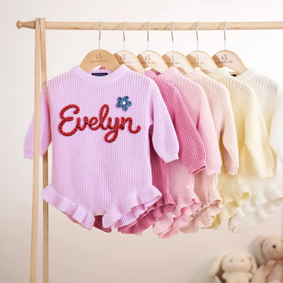 Custom Floral 4th of July Baby Name Romper