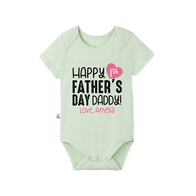 Custom Happy First Father's Day Baby Bamboo Onesie