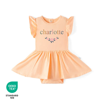 Custom Name Flower Baby Twirl Bodysuit Dress