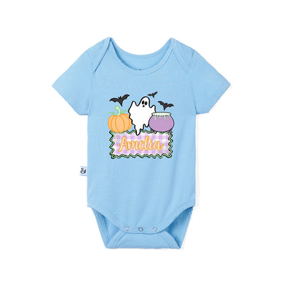 Custom Name Ghost Halloween Baby Bodysuit