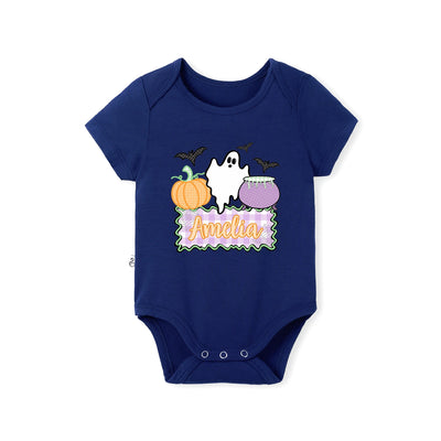 Custom Name Ghost Halloween Baby Bodysuit