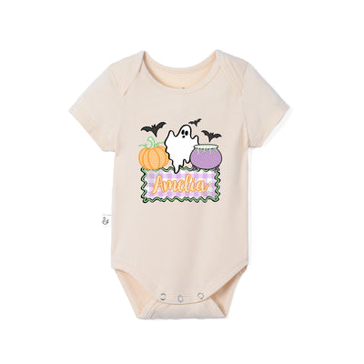 Custom Name Ghost Halloween Baby Bodysuit