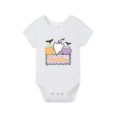 Custom Name Ghost Halloween Baby Bodysuit