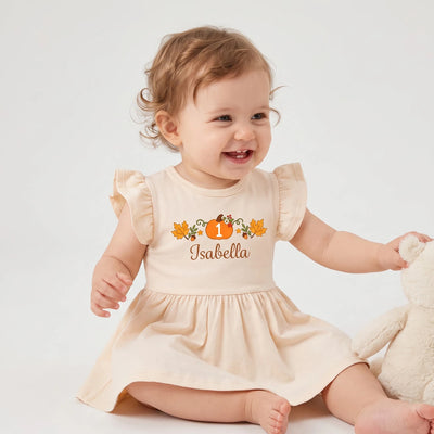 Custom Pumpkin First Birthday Baby Dress
