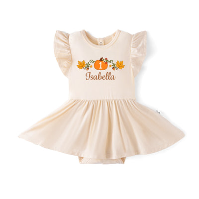 Custom Pumpkin First Birthday Baby Dress