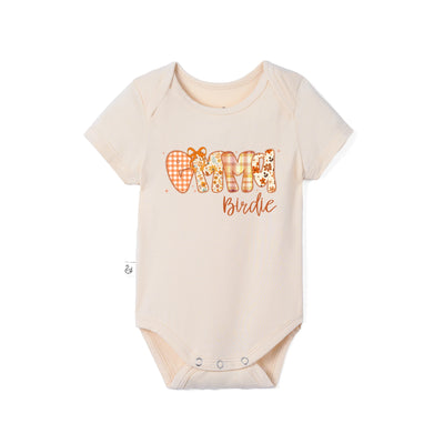 Custom Autumn Doodle Name Bamboo Bodysuit