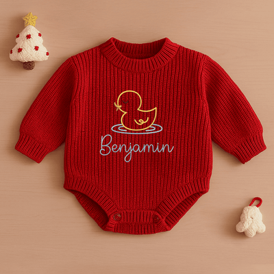 Custom Baby Duck Embroidery Romper - SwaddleAn