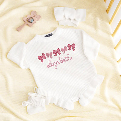 Custom Bow Baby Name Romper
