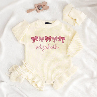Custom Bow Baby Name Romper