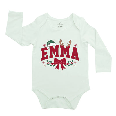 Custom Christmas Festival Baby Onesie with Name Bodysuit - SwaddleAn