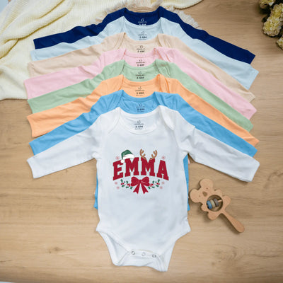 Custom Christmas Festival Baby Onesie with Name Bodysuit - SwaddleAn